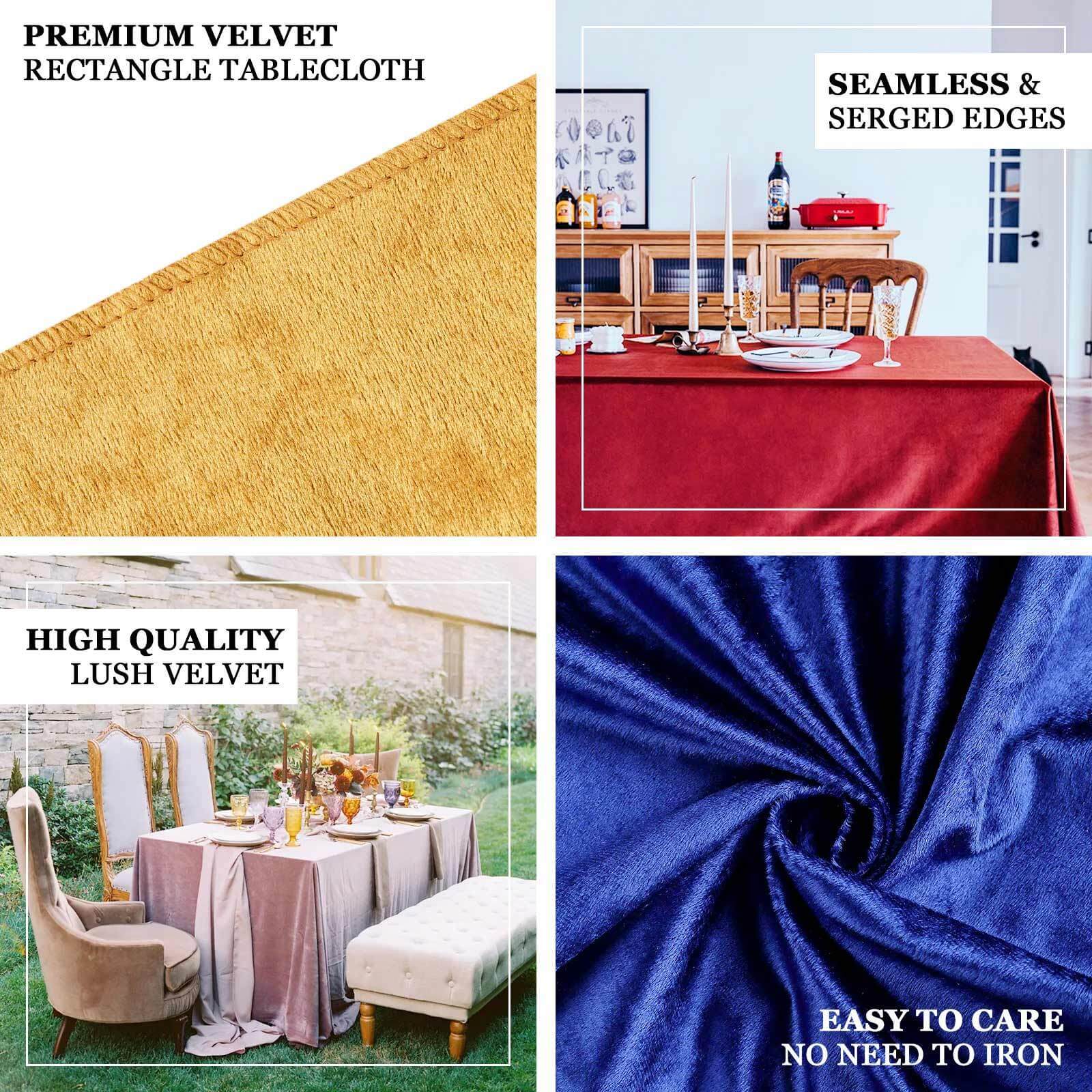 Premium Velvet 90"x132" Rectangle Tablecloth Royal Blue - Reusable Soft & Seamless Table Cover - Linen Luxes