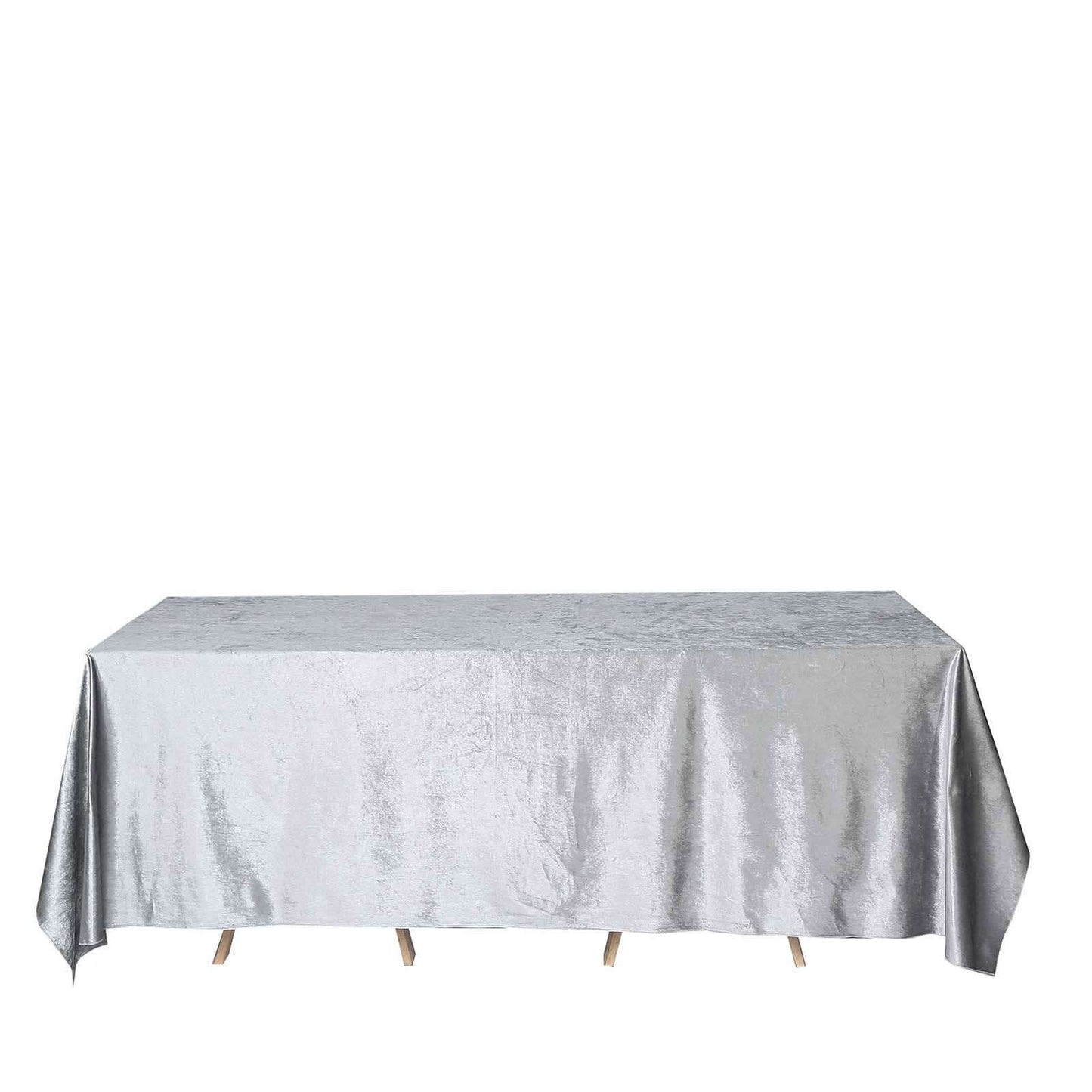 Premium Velvet 90"x132" Rectangle Tablecloth Silver - Reusable Soft & Seamless Table Cover - Linen Luxes