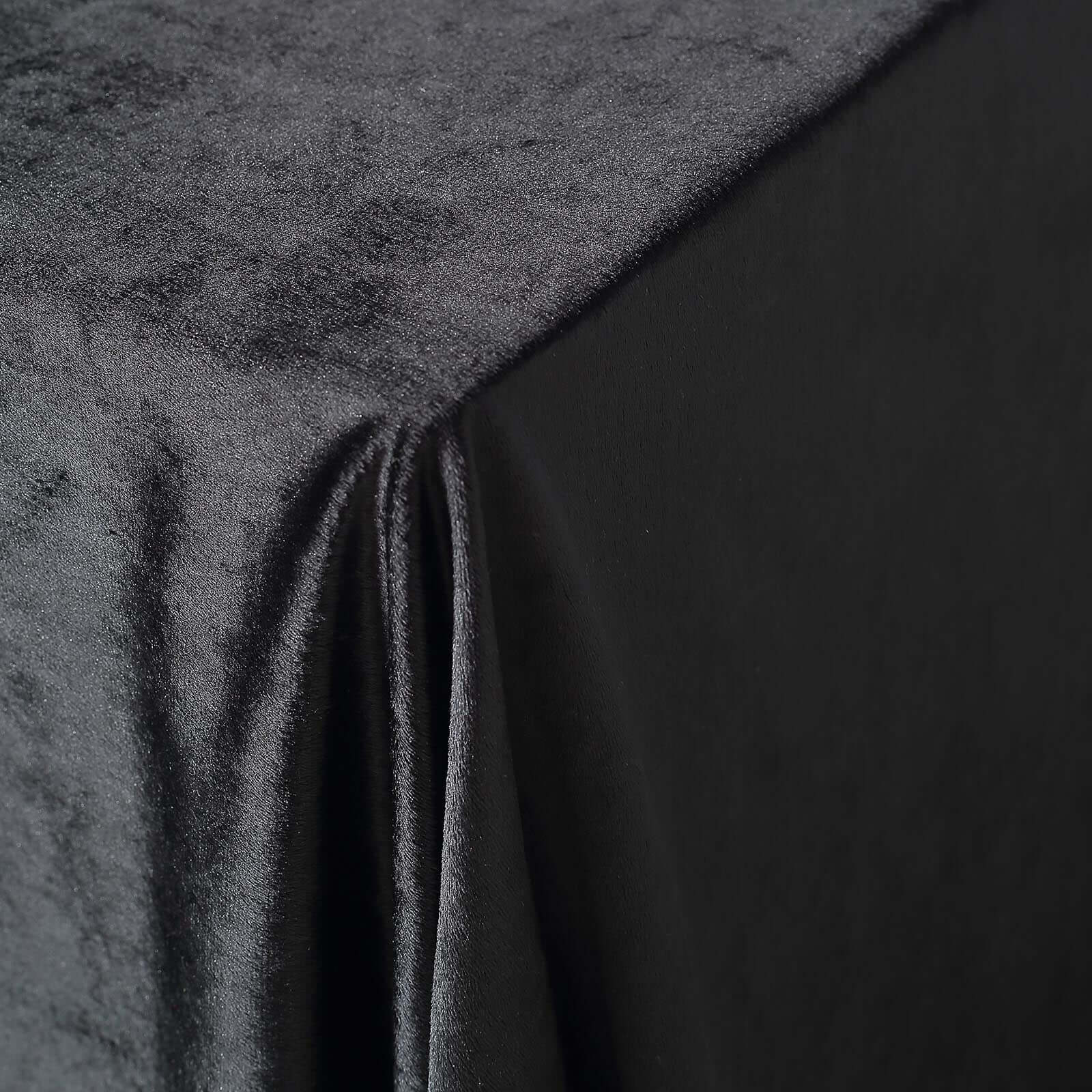 Premium Velvet 90"x156" Rectangle Tablecloth Black - Reusable Soft & Stylish Seamless Table Cover for Sophisticated Weddings & Events - Linen Luxes