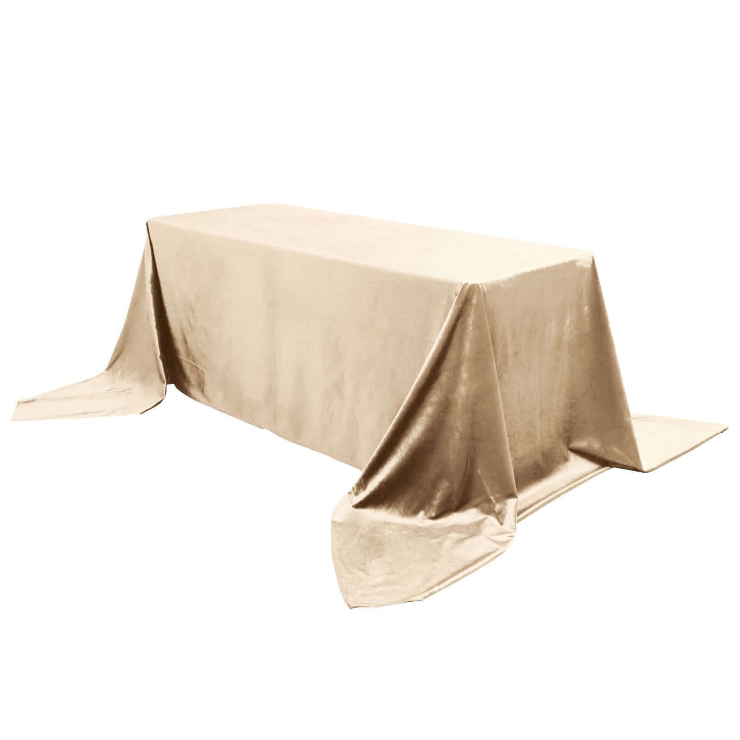 Premium Velvet 90"x156" Rectangle Tablecloth Champagne - Reusable Soft & Seamless Table Cover - Linen Luxes