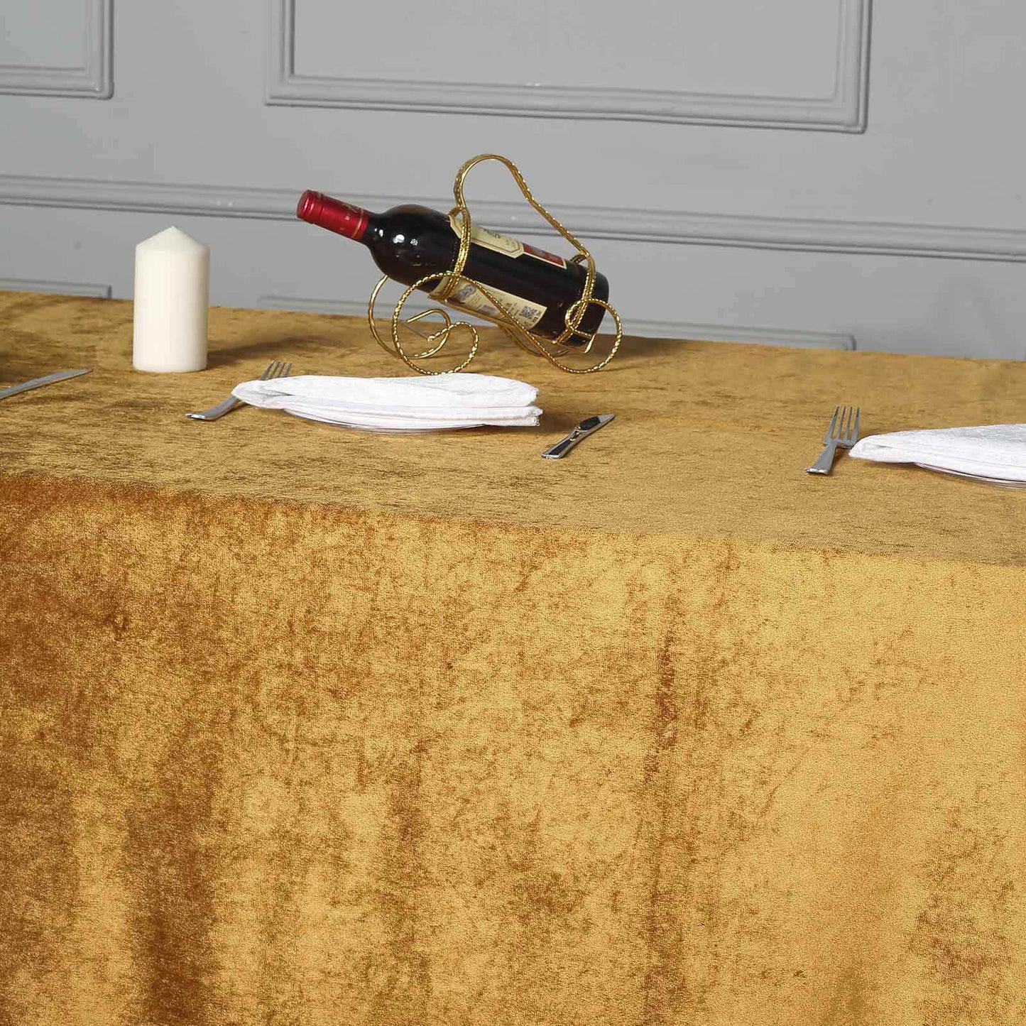 Premium Velvet 90"x156" Rectangle Tablecloth Gold - Reusable Soft & Stylish Seamless Table Cover for Sophisticated Weddings & Events - Linen Luxes