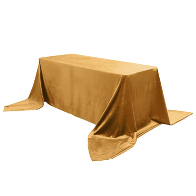 Premium Velvet 90"x156" Rectangle Tablecloth Gold - Reusable Soft & Stylish Seamless Table Cover for Sophisticated Weddings & Events - Linen Luxes