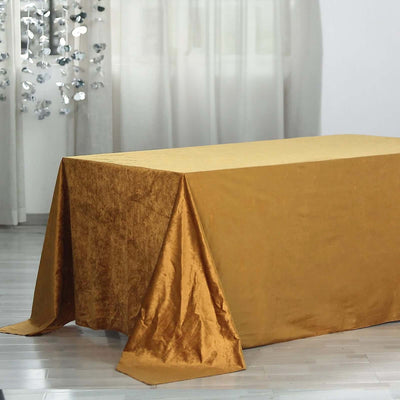 Premium Velvet 90"x156" Rectangle Tablecloth Gold - Reusable Soft & Stylish Seamless Table Cover for Sophisticated Weddings & Events - Linen Luxes
