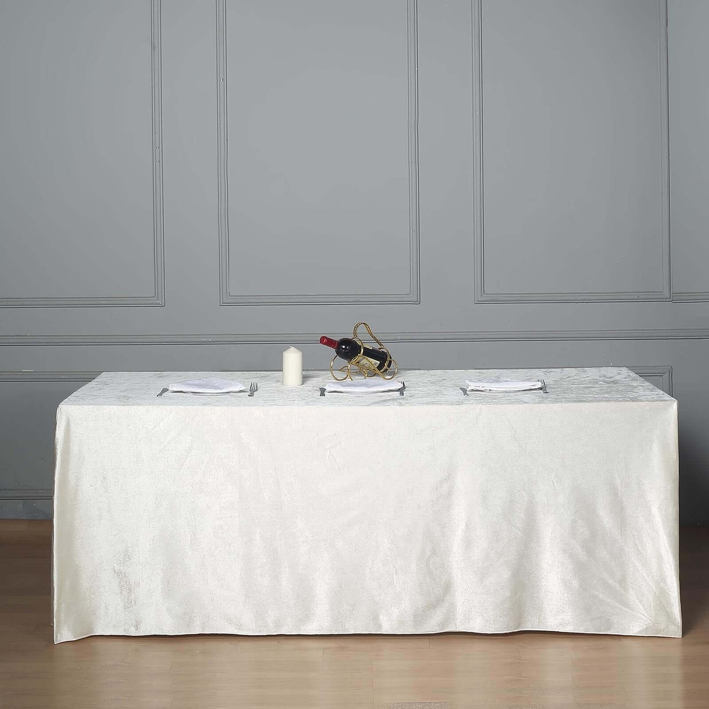 Premium Velvet 90"x156" Rectangle Tablecloth Ivory - Reusable Soft & Seamless Table Cover - Linen Luxes