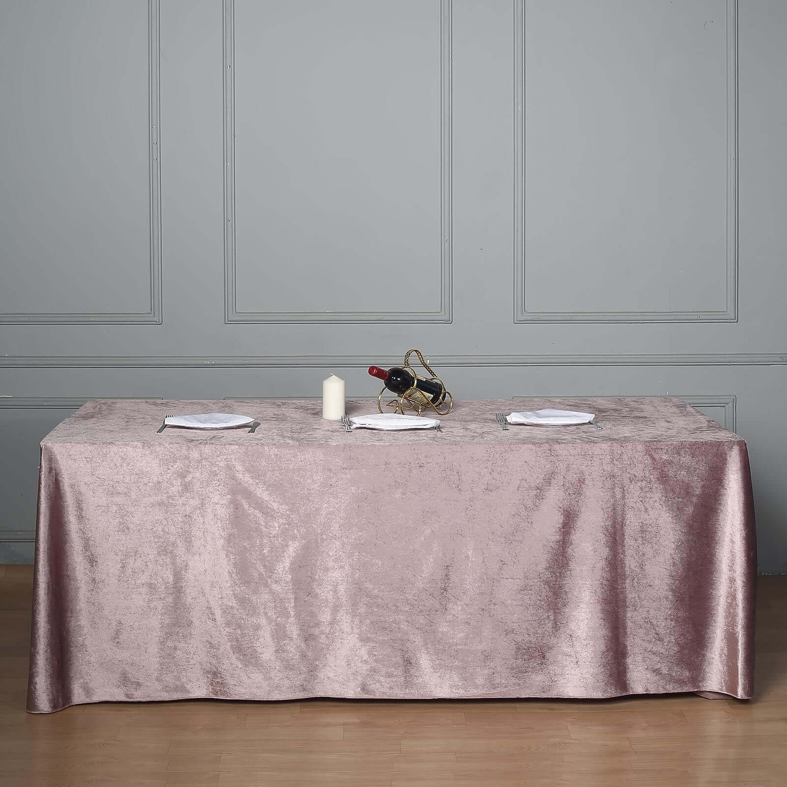 Premium Velvet 90"x156" Rectangle Tablecloth Mauve - Reusable Soft & Seamless Table Cover - Linen Luxes