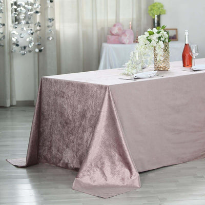 Premium Velvet 90"x156" Rectangle Tablecloth Mauve - Reusable Soft & Seamless Table Cover - Linen Luxes