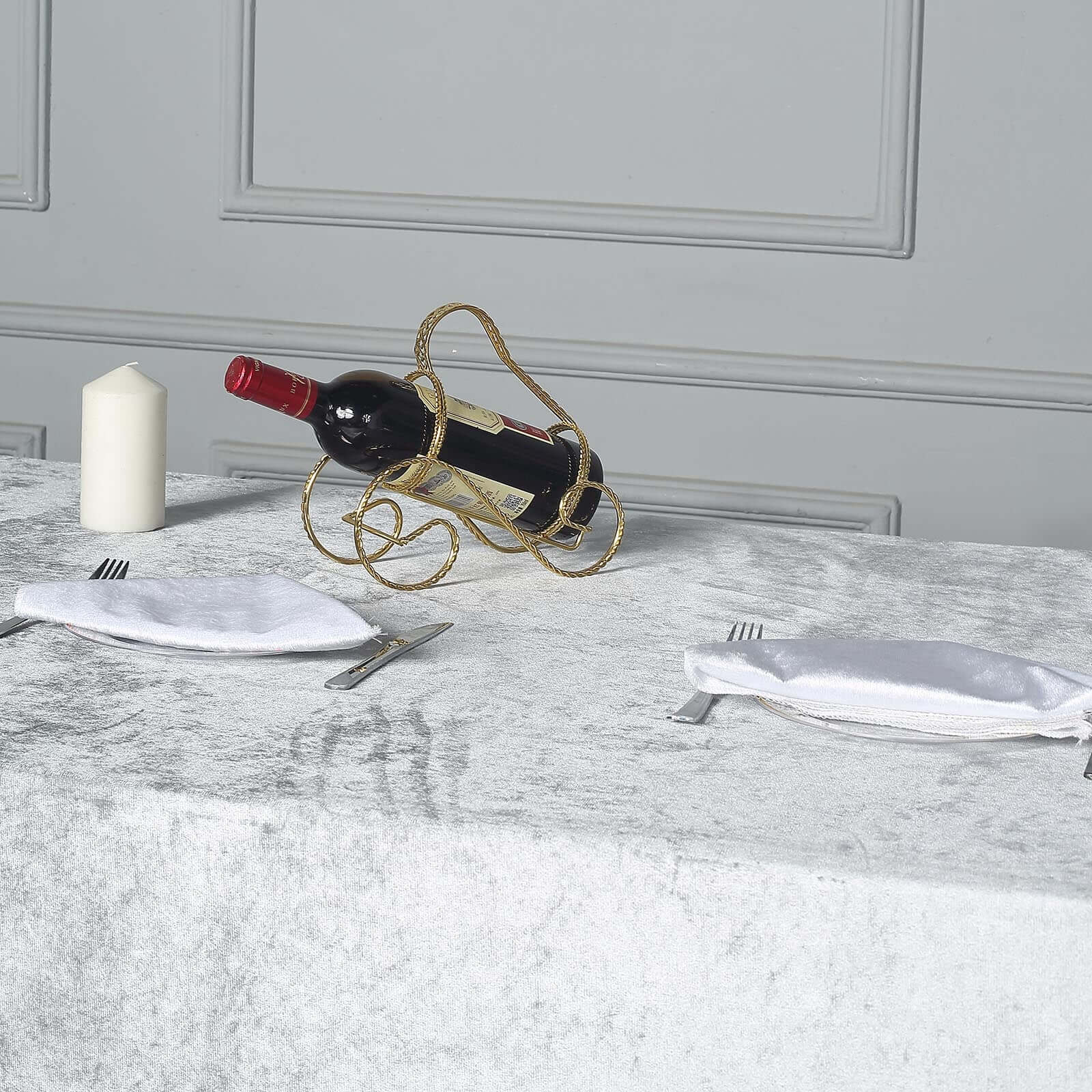 Premium Velvet 90"x156" Rectangle Tablecloth Silver - Reusable Soft & Seamless Table Cover - Linen Luxes