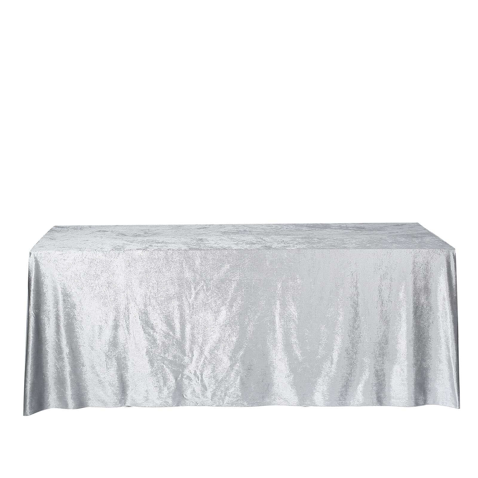 Premium Velvet 90"x156" Rectangle Tablecloth Silver - Reusable Soft & Seamless Table Cover - Linen Luxes