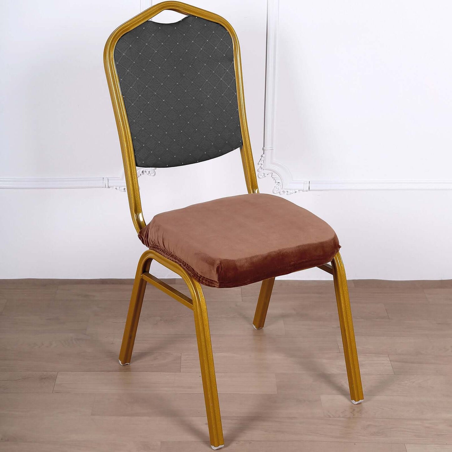 Velvet Chair Cushion Protector Stretch with Tie for Dining Chairs Copper - Durable Cover for Formal Gatherings