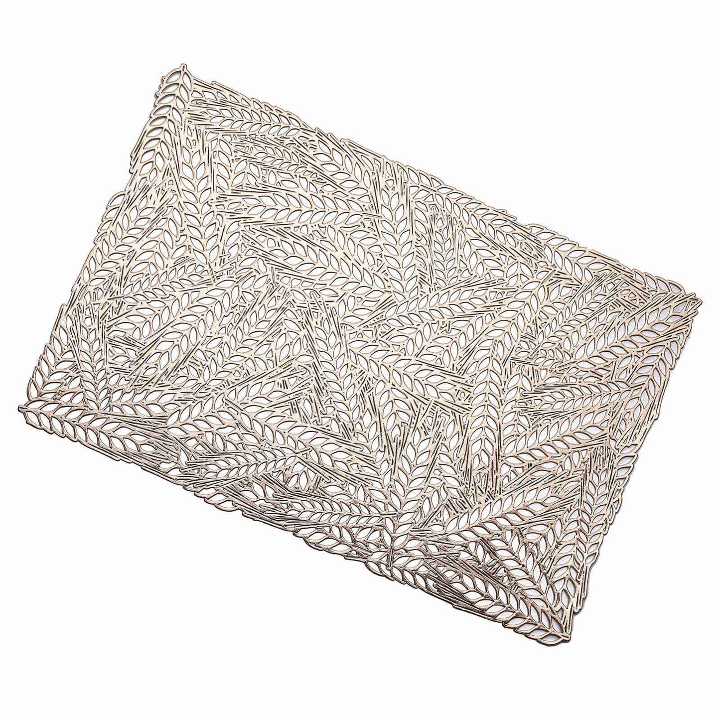 6-Pack Table Mats Wheat Design Gold - Vinyl Rectangle Non-Slip Surface for Stylish Settings 12"x18"