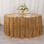 Sequin Mesh 120" Round Tablecloth Gold - Seamless Wave Embroidered Design for Stylish Events
