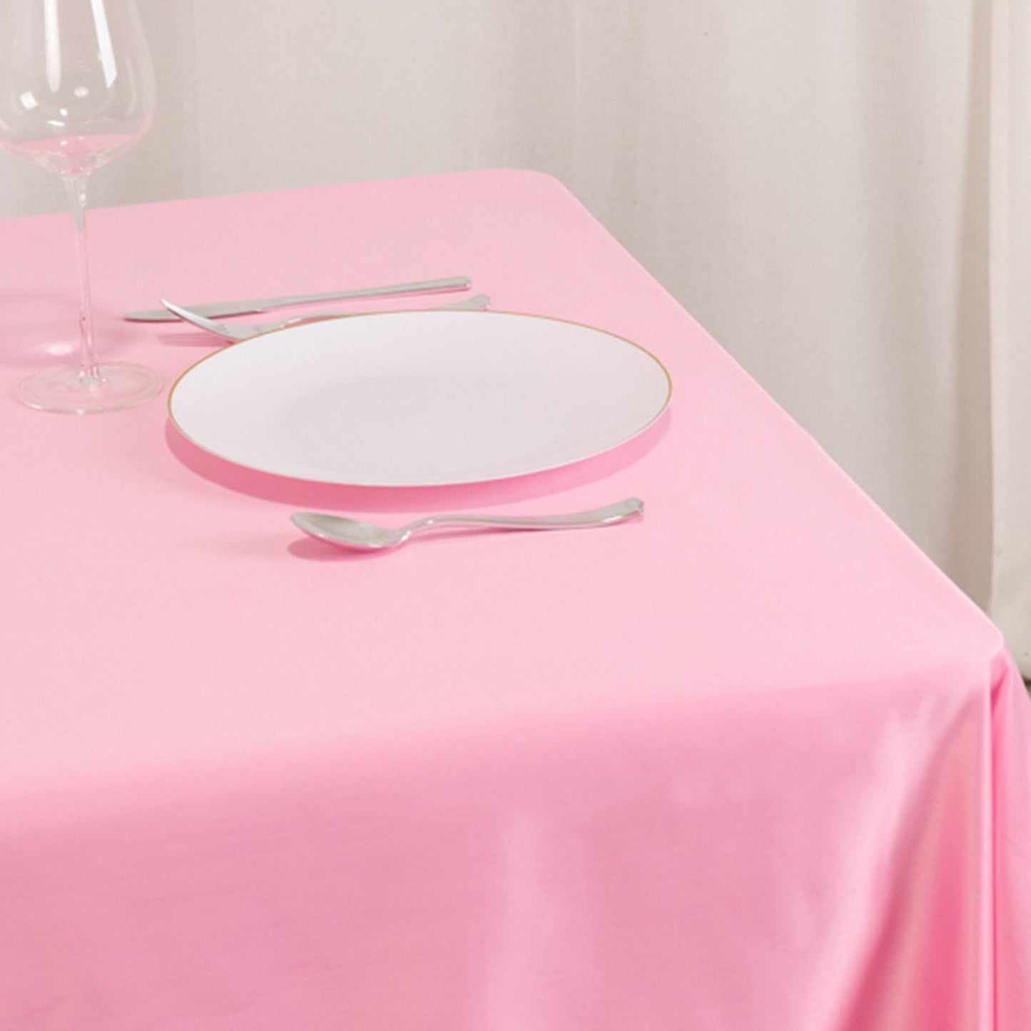 Lamour Satin 54"x54" Table Overlay Square Tablecloth Pink - Durable & Silk-Like Table Cover