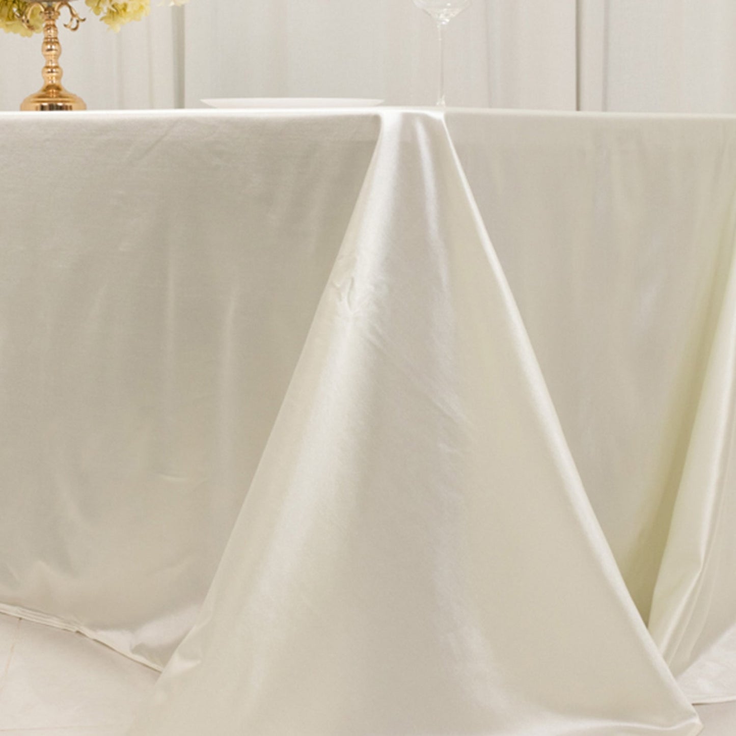 Scuba Rectangular 90"x156" Tablecloth Shimmering Pearl White - Wrinkle Free & Stain Resistant Seamless Table Cover