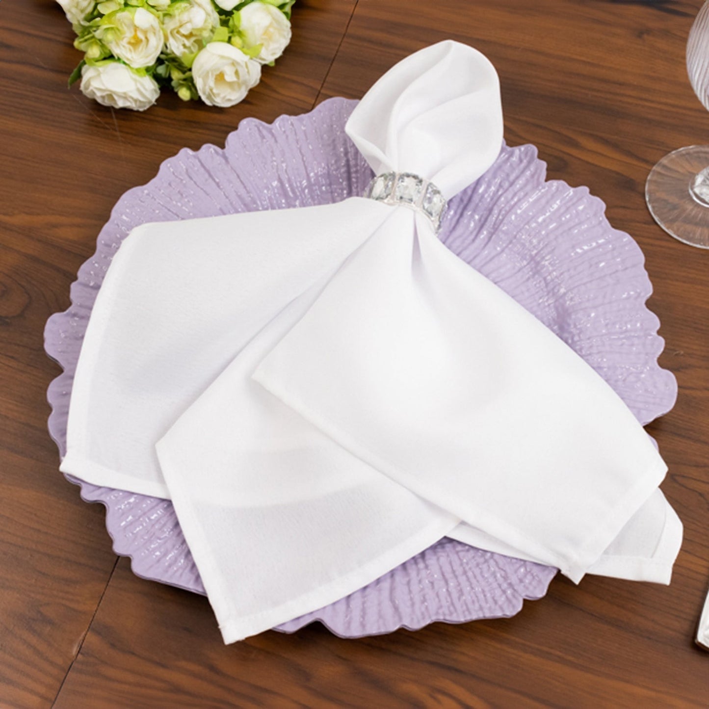 6-Pack Acrylic Plastic Round Charger Plates 13" in Lavender Lilac with Reef Design, Dinner Charger Tableware