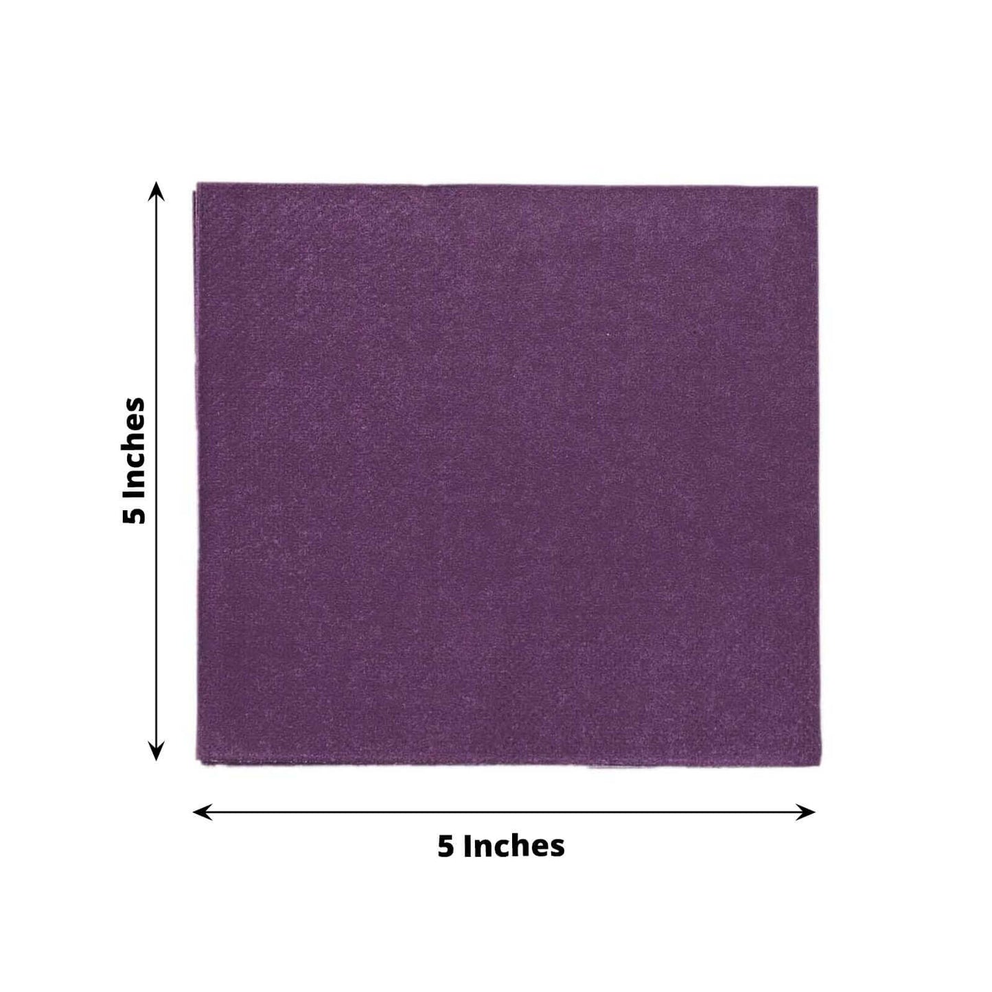 50-Pack Paper Beverage Napkins Purple - 2 Ply Disposable Soft 18GSM Cocktail Napkins 5"x5"