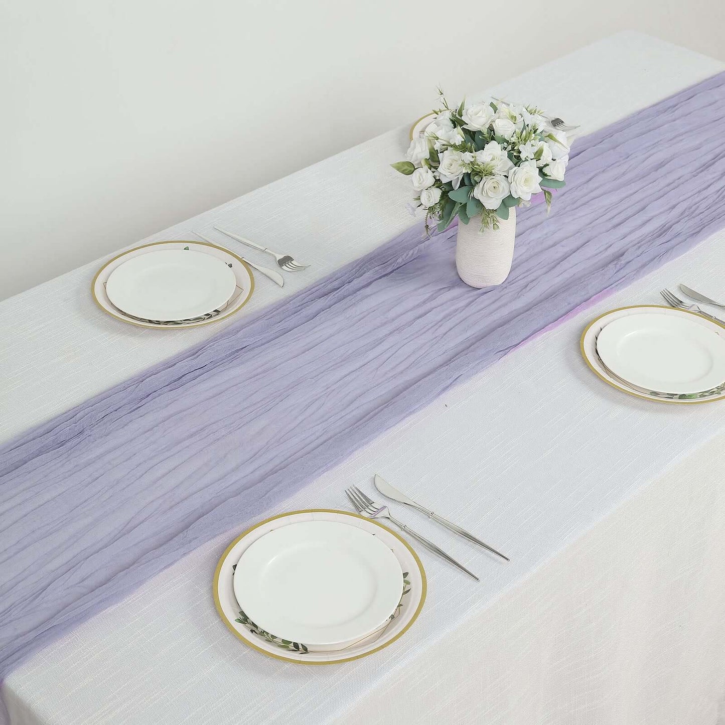 Gauze Cheesecloth 10ft Table Runner Lavender Lilac - Rustic Boho Style