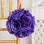 2 Pack 7" Purple Artificial Silk Rose Kissing Ball, Faux Flower Ball