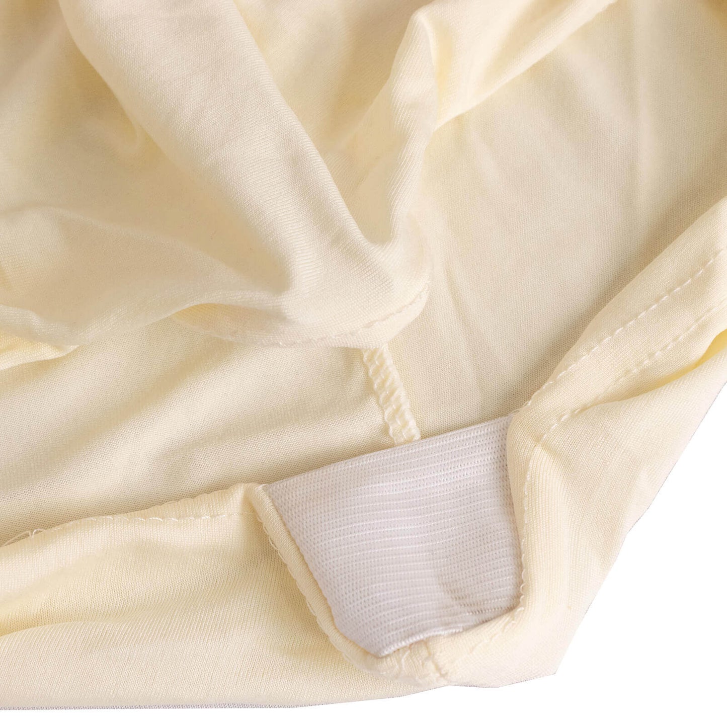 Stretch Spandex Chair Cover Ivory for Folding Chairs - Secure Fit Slipcover with Silver Rhinestone Buckled Sash Band