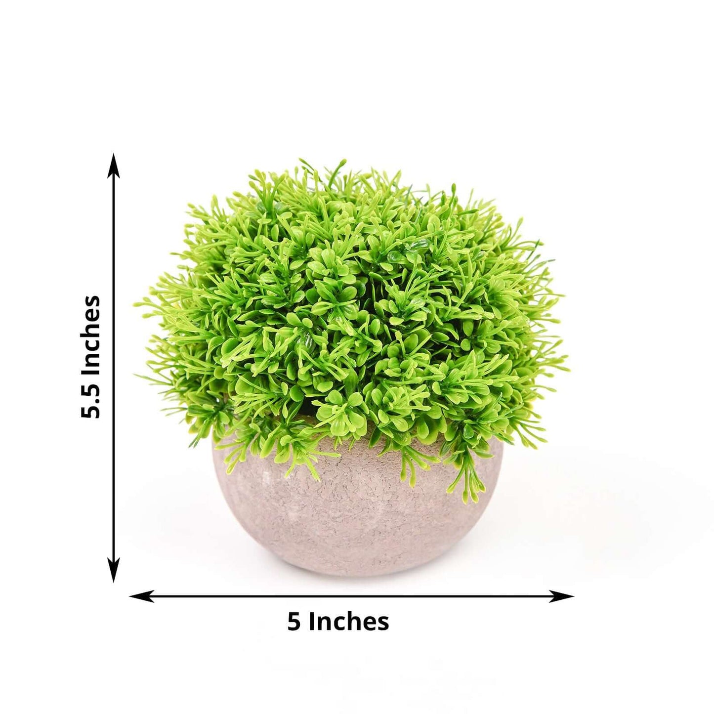 2 Plant Set Artificial Boxwood Topiary Ball 5" - Maintenance Free Mini Faux Potted Greenery Decor