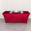 Crushed Velvet Fitted Rectangular 6ft Table Cover Red - Wrinkle-Free Stretchy Tablecloth