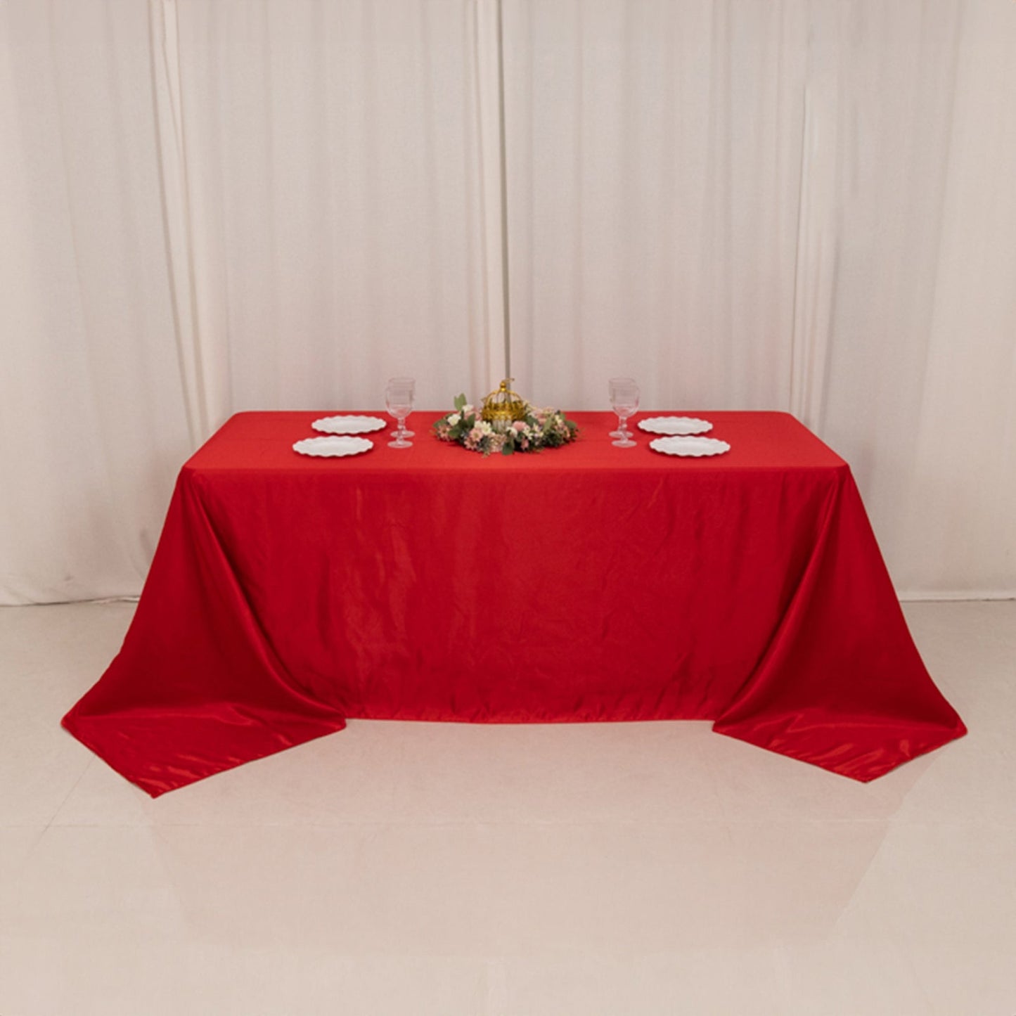 Lamour Satin 90"x132" Rectangle Tablecloth Red - Soft & Silk-Like Seamless Table Cover