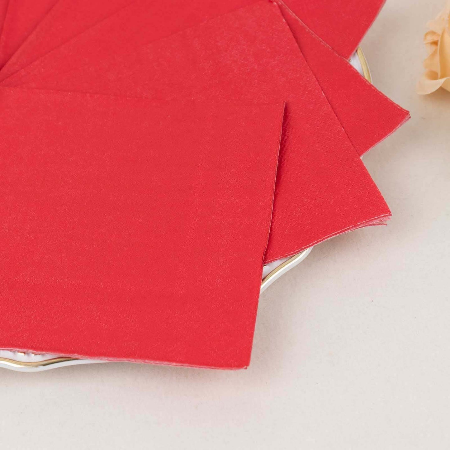50-Pack Paper Beverage Napkins Red - 2 Ply Disposable Soft 18GSM Cocktail Napkins 5"x5"