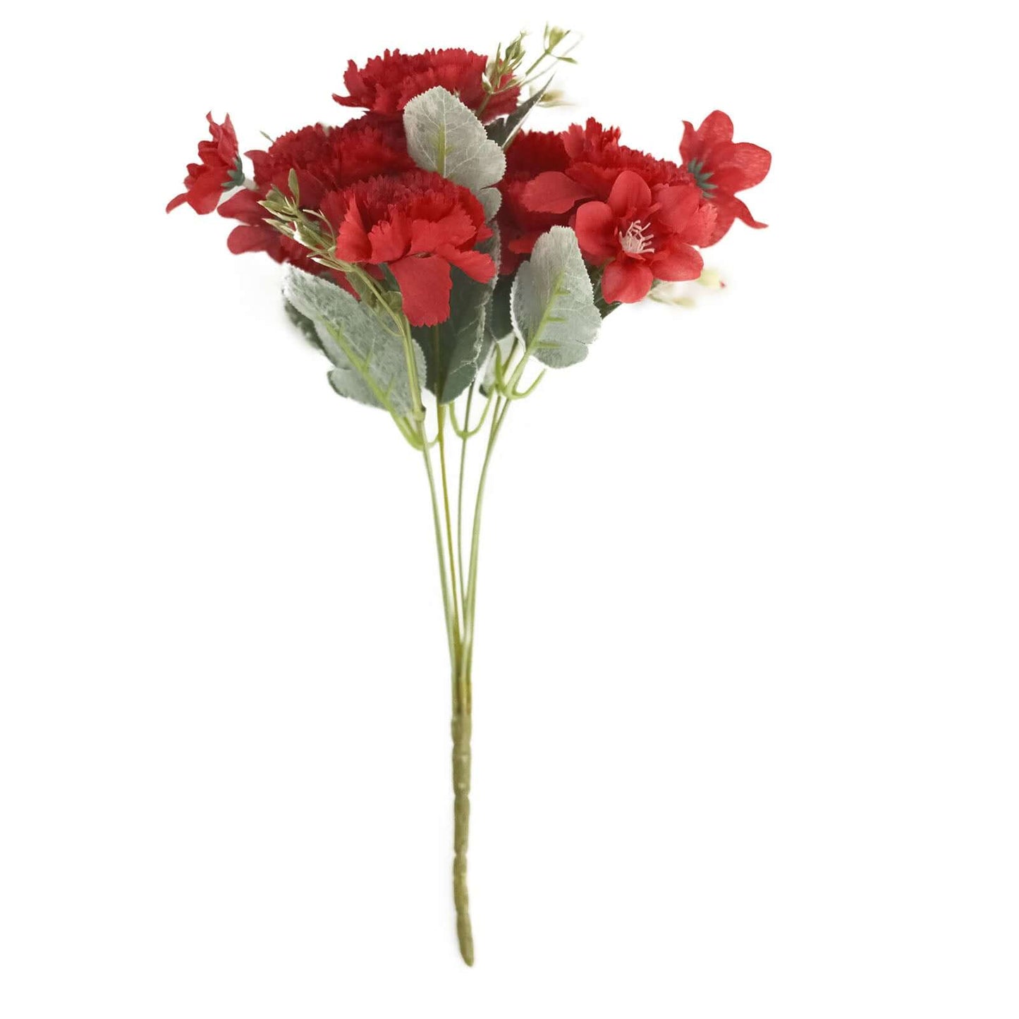 3 Pack 14" Red Artificial Silk Carnation Flower Arrangements, Faux Floral Bouquets Bushes