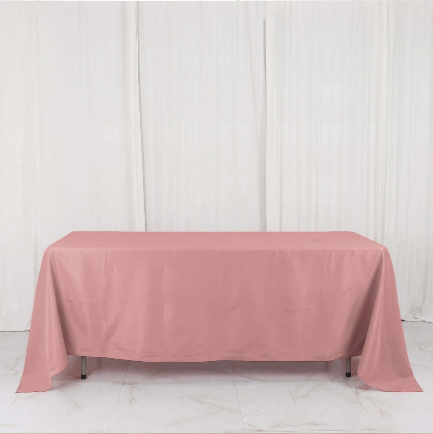 Polyester 72"x120" Rectangle Tablecloth Dusty Rose - Durable and Stylish Table Cover
