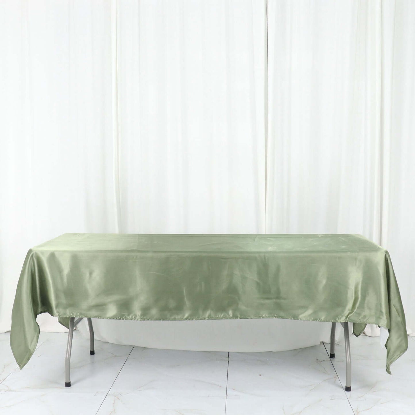 Satin Rectangular 60"x102" Tablecloth Dusty Sage Green - Smooth and Lustrous Table Cover