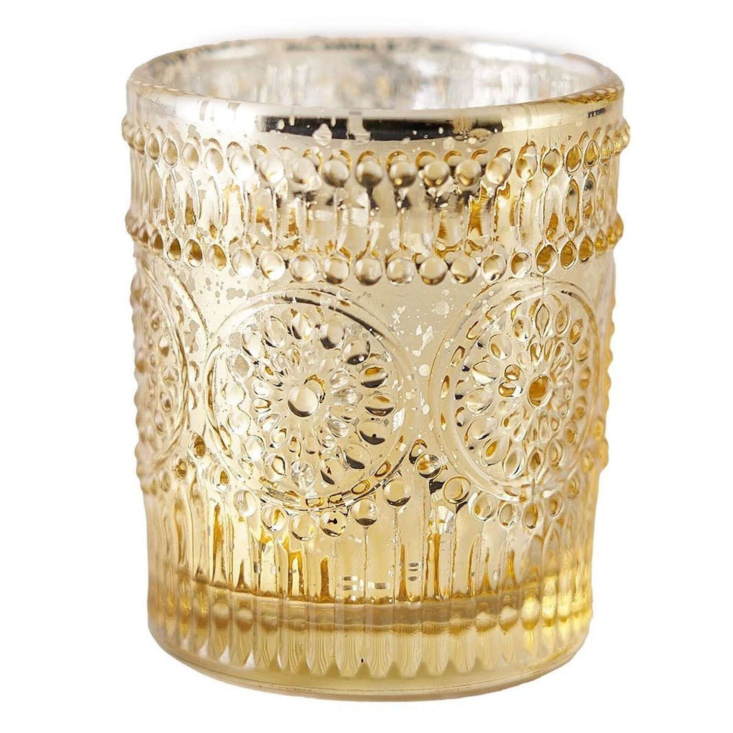 6-Pack Gold Glass Votive Tealight Holders - Stylish Primrose Design for Weddings & DÃ©cor