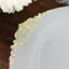 10-Pack Plastic 10" Round Dinner Plates in Gray with Gold Leaf Embossed Rim - Disposable Vintage Baroque Style Plates