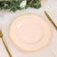 10-Pack Plastic 10" Dinner Plates in Nude with Gold Scalloped Rim - Disposable Large Party Plates