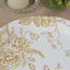 25-Pack Paper 9" Round Dinner Plates in White with Gold French Toile Pattern - Disposable Floral Party Plates for Stylish Events