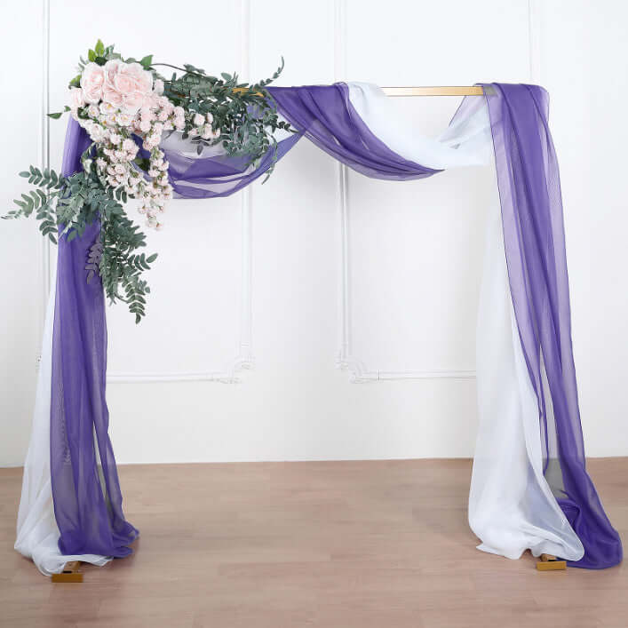 18ft Purple Sheer Organza Wedding Arch Drapery Fabric, Window Scarf Valance