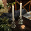 5-Pack Taper Candles Ribbed Wick Ribbon Wax Design White - Premium Unscented Dinner Candles 9"