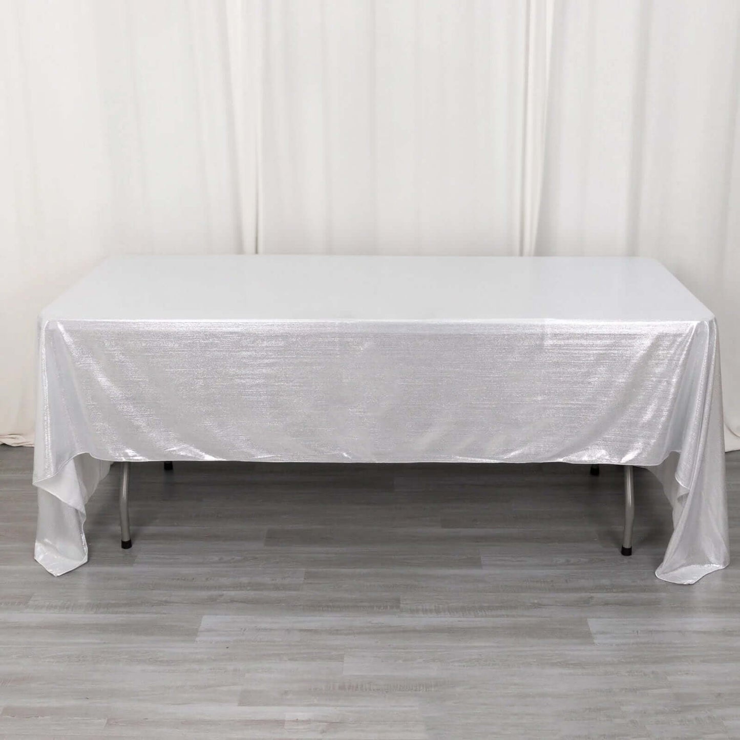 Sequin Dots Polyester 60"x126" Rectangle Tablecloth Shimmering Silver - Wrinkle Free & Sparkling Table Cover