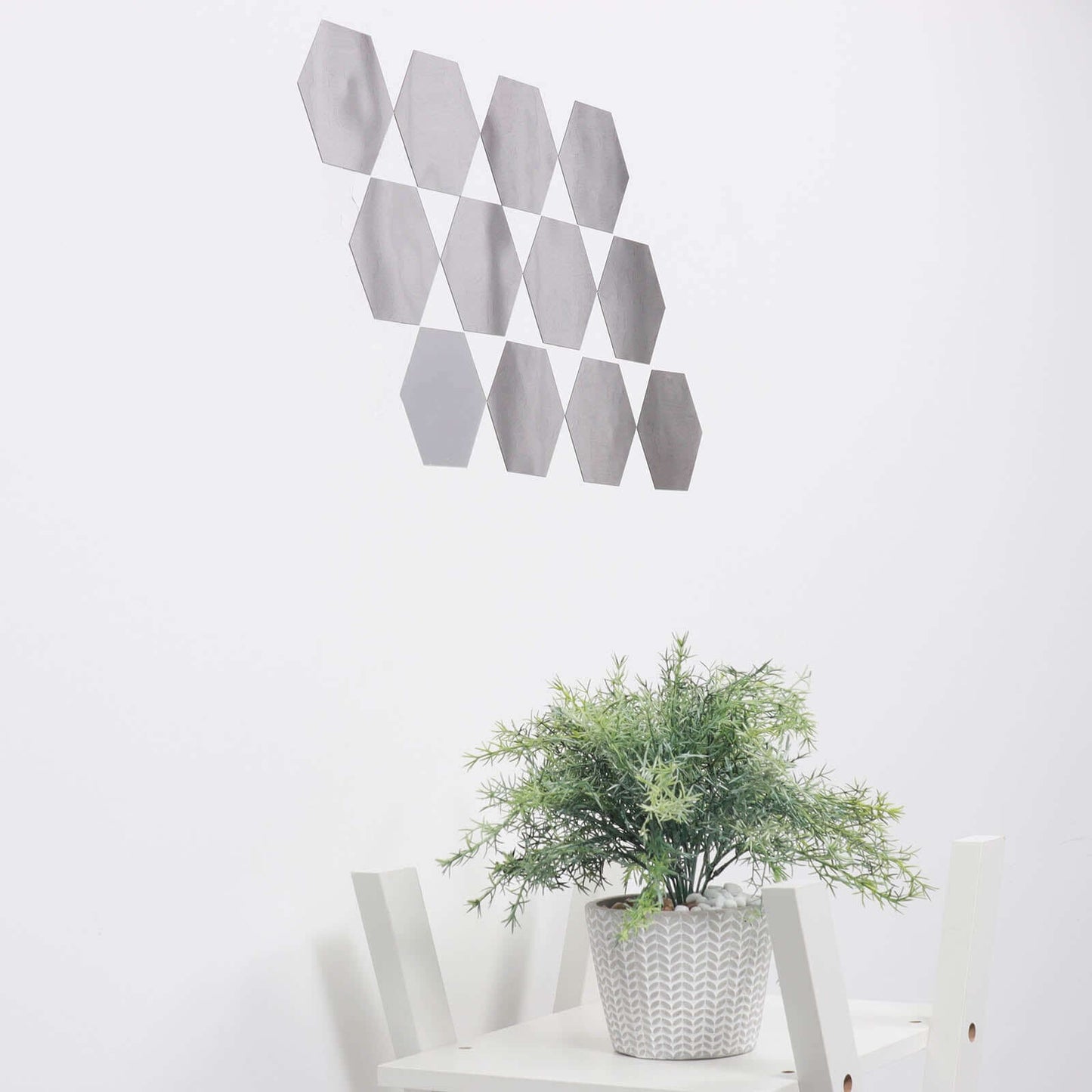 12 Pack Hexagon Acrylic Mirror Wall Stickers, 7" Removable Wall Decals For Home Decor