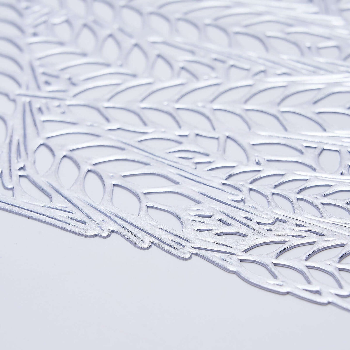 6-Pack Table Mats Wheat Design Silver - Vinyl Rectangle Non-Slip Surface for Stylish Settings 12"x18"