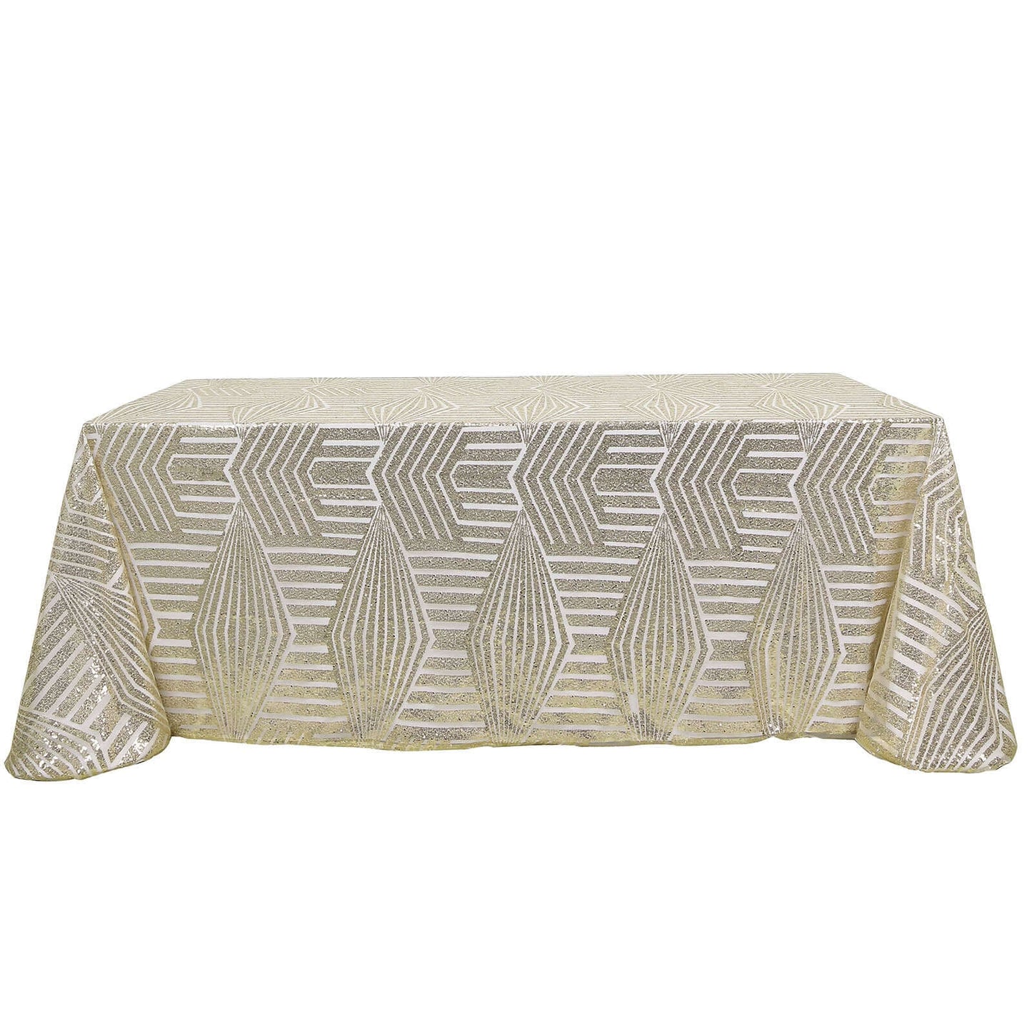 Sequin 90"x132" Rectangle Tablecloth Champagne - Seamless Diamond Design Table Cover
