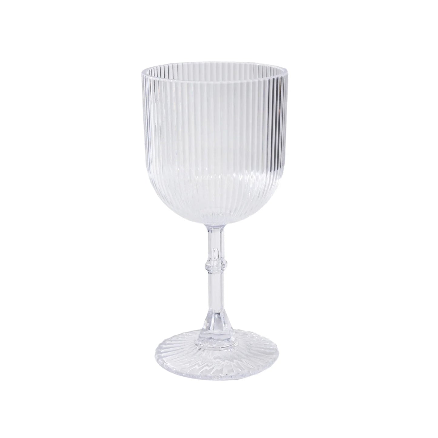 12-Pack Plastic Goblets Clear Vintage Ribbed Pattern - Reusable Shatterproof Glassware 9oz