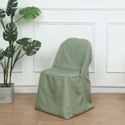 Polyester Slip On Folding Chair Covers Dusty Sage Green - Stain-Resistant Reusable Durable Fabric