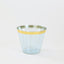 25-Pack Plastic Party Cups Transparent Dusty Blue Crystal with Gold Rim - Stylish Short Disposable Glasses 9oz