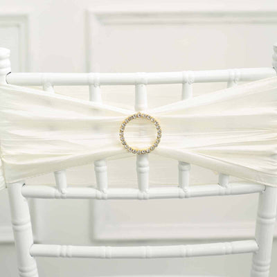 Rhinestone Chair Sash Band Buckle Gold 2" Circle Metal - Glittering Diamond Bow Pin for Chair Sashes & Wedding Decor