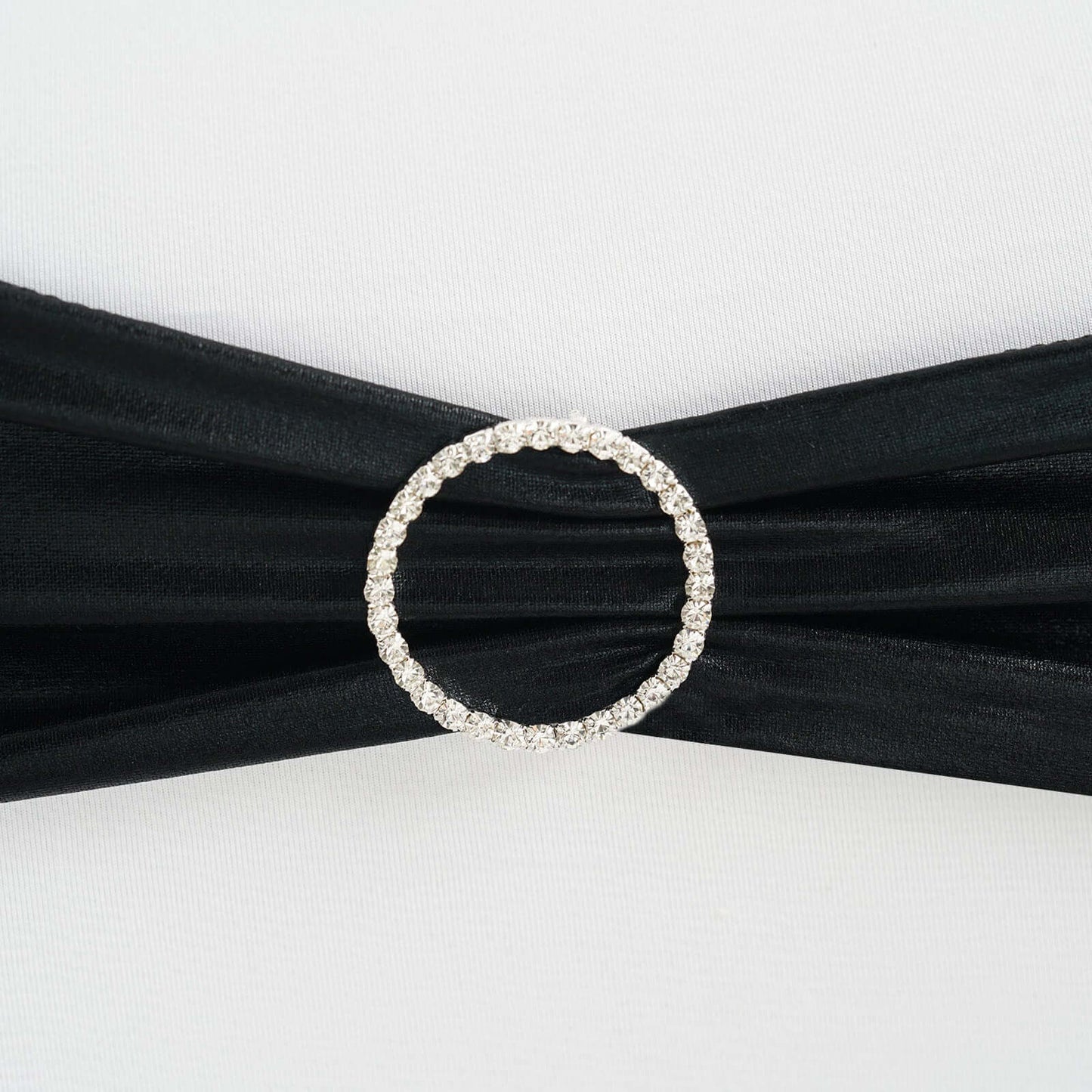 Rhinestone Chair Sash Band Buckle Silver 2" Circle Metal - Glittering Diamond Bow Pin for Chair Sashes & Wedding Decor - Linen Luxes