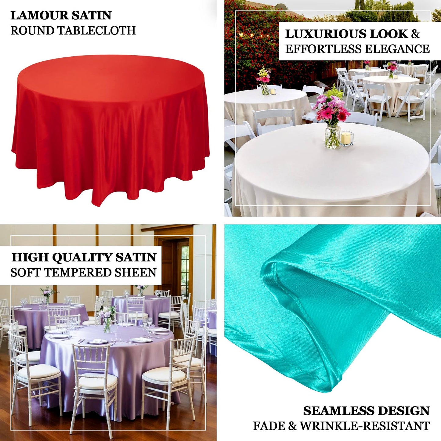 Lamour Satin 108" Round Tablecloth Hunter Emerald Green - Durable & Silk-Like Table Cover