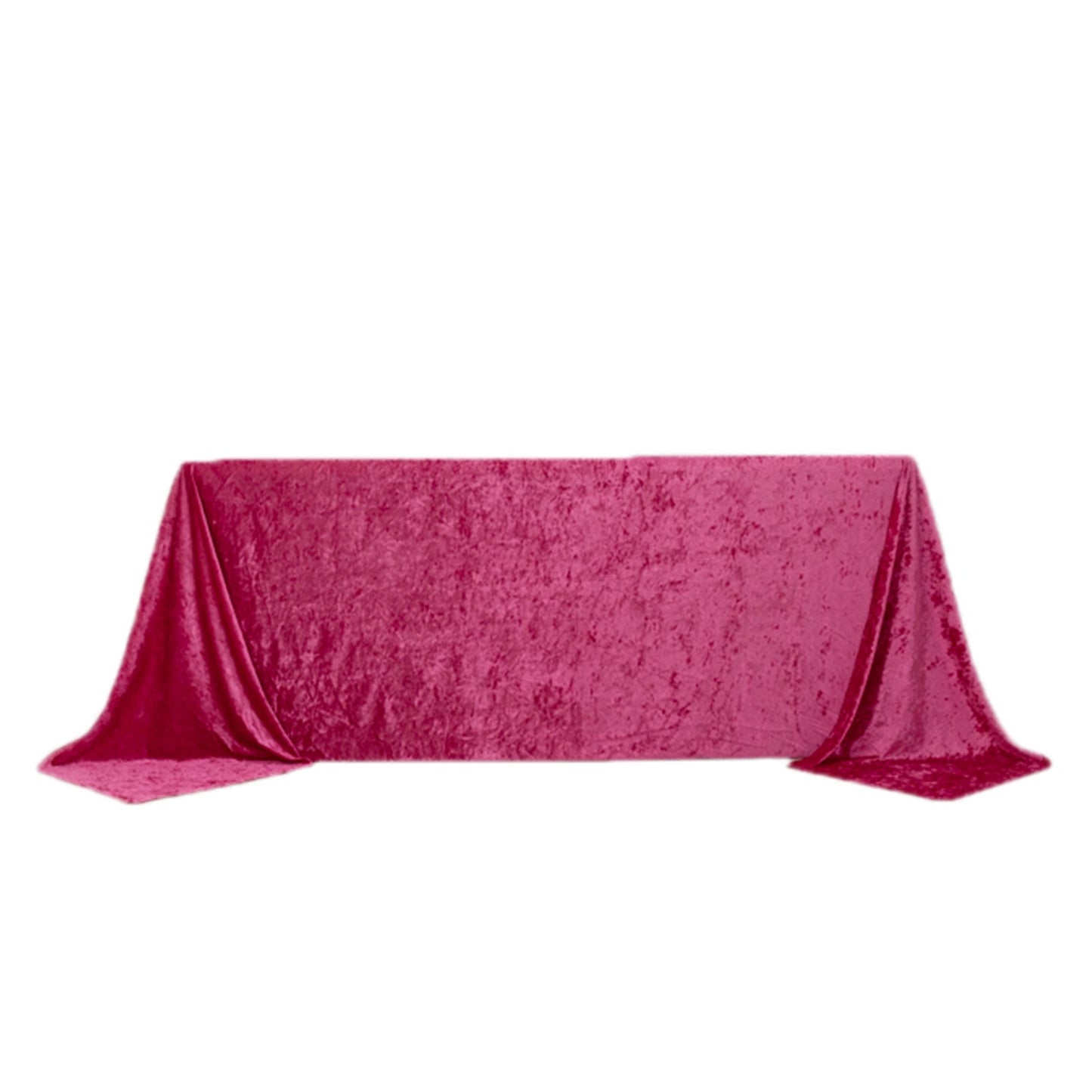 Premium Crushed Velvet 90"x132" Rectangle Tablecloth Fuchsia - Reusable Soft & Seamless Table Cover