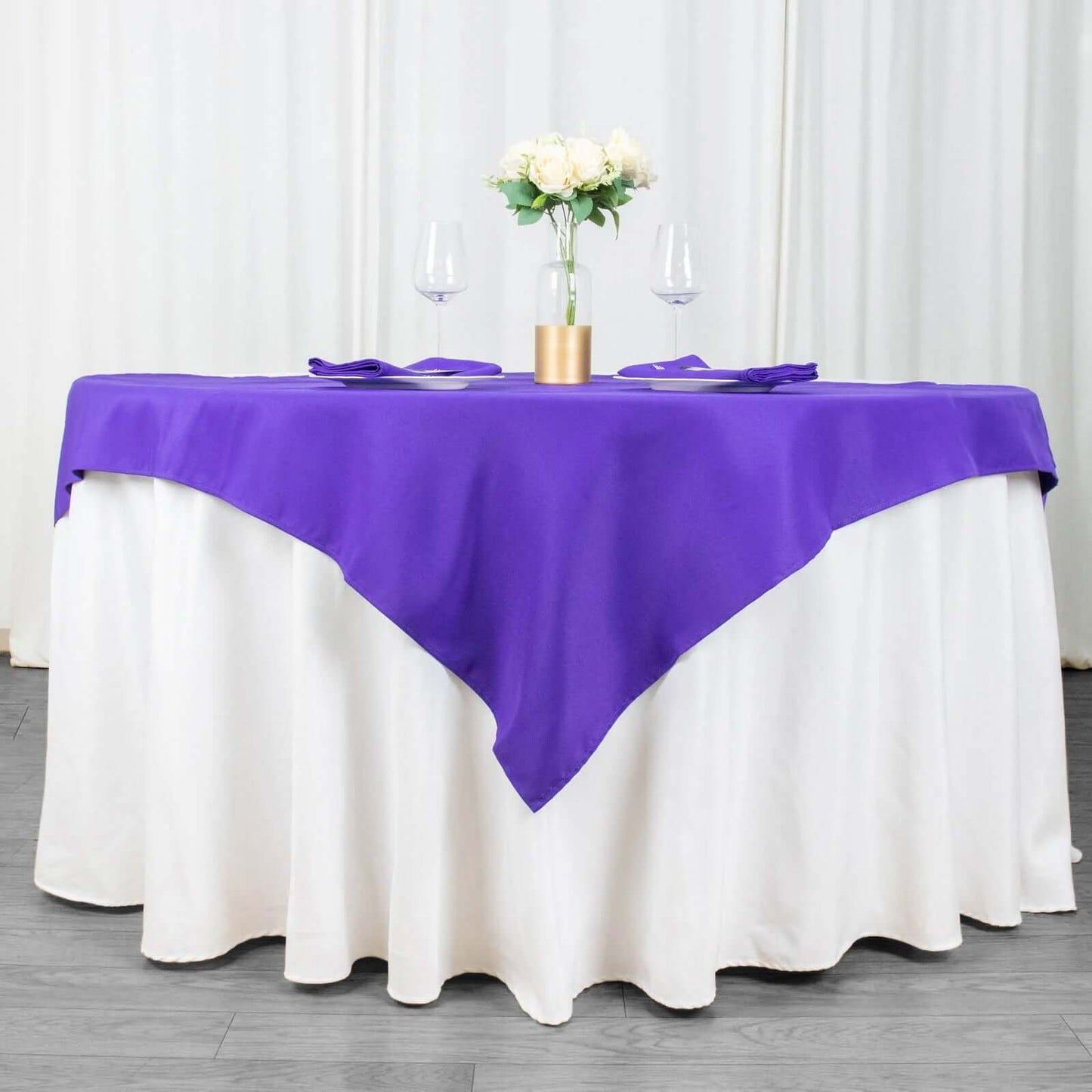 Premium Polyester 54"x54" Table Overlay Square Tablecloth Purple - 220GSM Stain and Wrinkle-Resistant Table Topper
