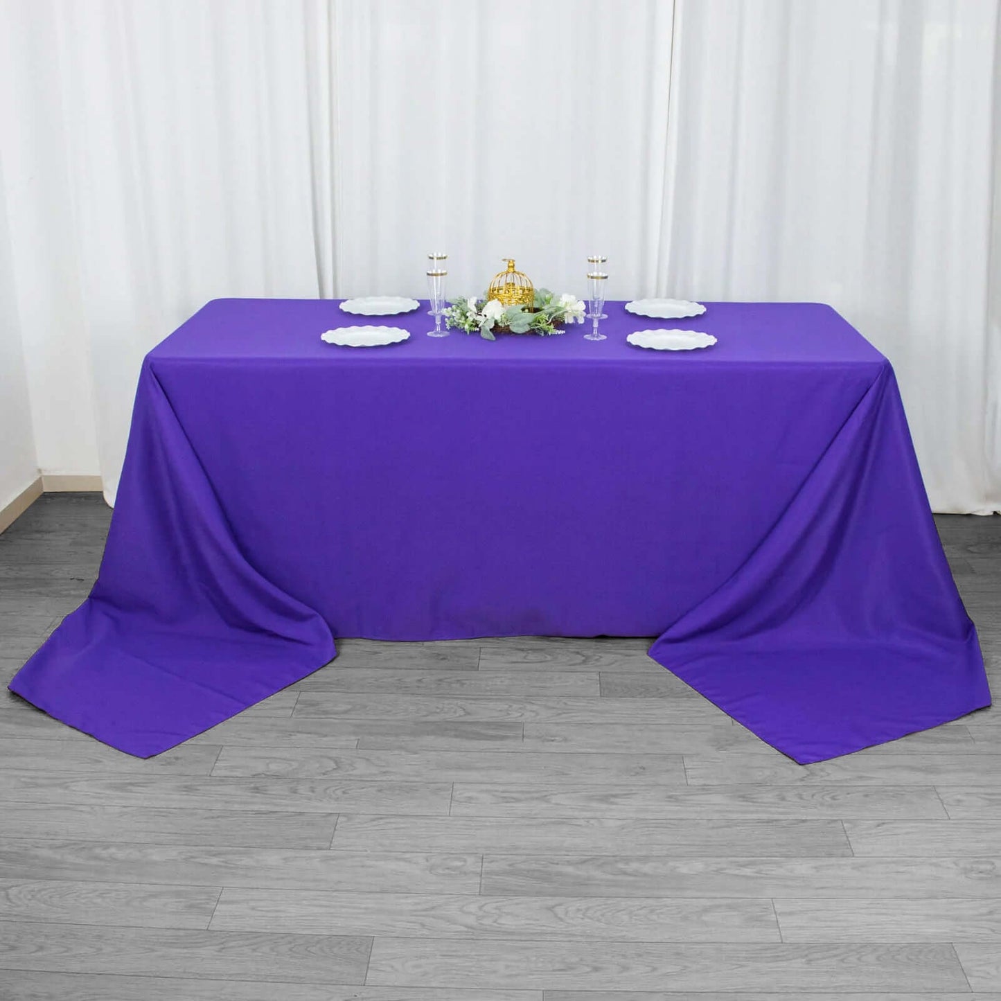 Premium Polyester 90"x156" Rectangle Tablecloth Purple - Seamless 220GSM Stain-Resistant Table Cover