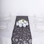 Mesh 12"x108" Table Runner Black - Leaf Vine Embroidery