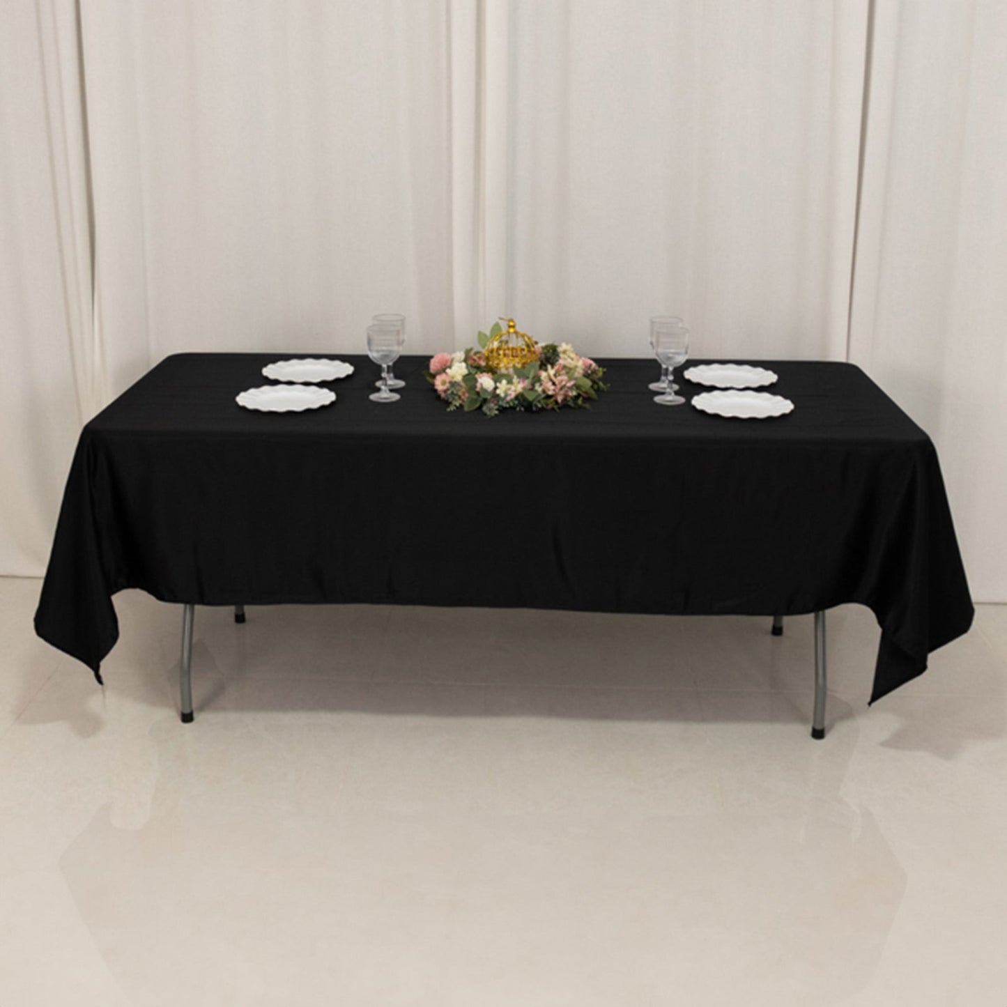 Lamour Satin 60"x102" Rectangle Tablecloth Black - Durable & Silky Soft Feel Table Cover for Weddings & Banquets